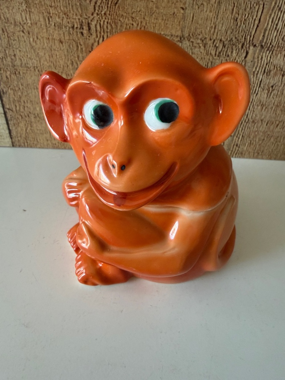 Vintage 1940’s Hand Painted Orange Ceramic Monkey Sugar Bowl 🐵🐒 - Picture 2 of 11